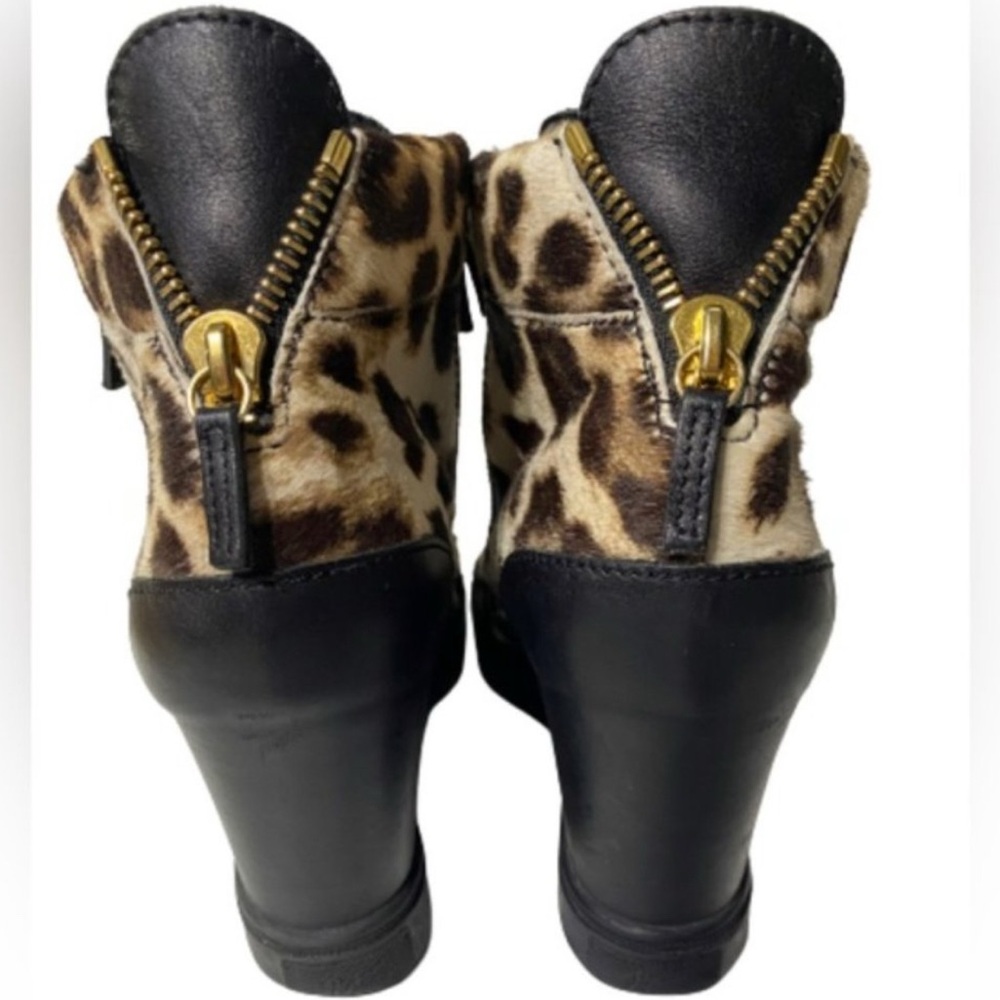 Giuseppe Zanotti Leopard Animal Print Calf Hair Wedge Sneaker Boots Sz 41 - Picture 3 of 10